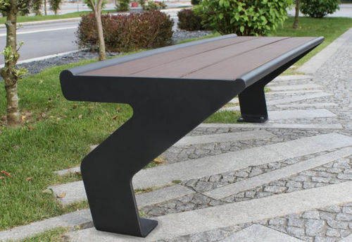 Moderne Bank für den öffentlichen Raum - PATA - Activia Mobilier Urbain - Stahl / Verbundwerkstoff / mit Rückenlehne