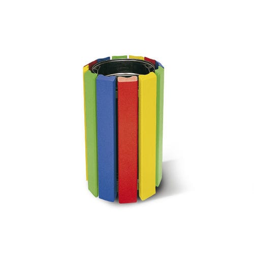 Park-Abfallbehälter - Arc en ciel - Activia Mobilier Urbain - Stahl / Tropenholz / ohne Deckel