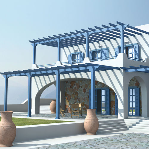 Selbsttragende Pergola - CLASSIC - ALUMINCO - angebaut / Holz / Aluminium