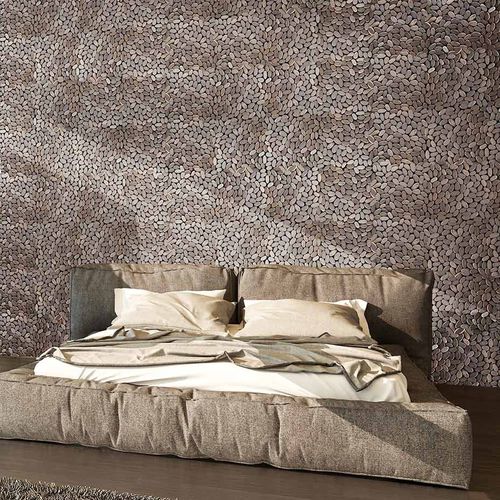 Kieselstein-Mosaikfliese - SLICED - PT. Golden Stone Indonesia - texturiert / für den Innenraum / Wand