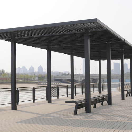 Selbsttragende Pergola - XL - dasso - Laubholz / mit orientierbaren Lamellen / Holzdach