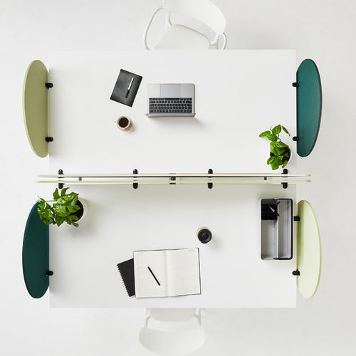 Tisch-Bürotrennwand - VICINITY™ - AUTEX ACOUSTICS - PET / schallisoliert / grau