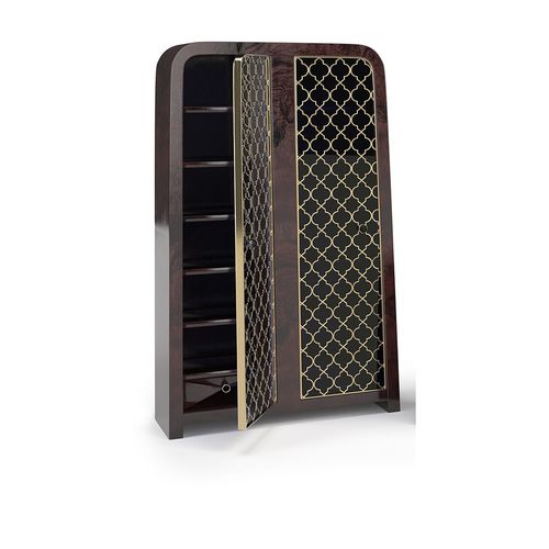 Kleiderschrank / Art Deco - MARRAKECH MEDINA - Thomas Mucha - gebeiztes Holz / Glas / Bronze