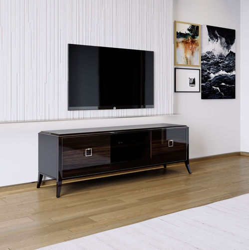 Klassisches Fernsehmöbel - RELIEF - ITALIANELEMENTS - mit Halterung für DVD-Player / lackiertes MDF / Eukalyptusholz