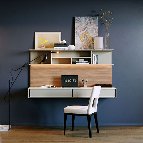 Wandmontierter Schreibtisch - MODE MDC23 - ITALIANELEMENTS - modern / lackiertes Holz / mit Regal