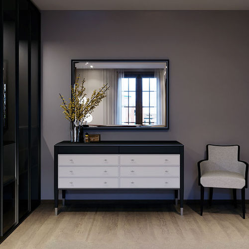 Neoklassizismus-Kommode - SILVER LINE - ITALIANELEMENTS - lackiertes Holz / Esche / Edelstahl