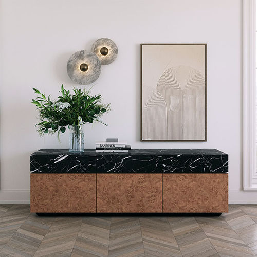 Modernes Sideboard - RADICA CASTAGNO 3 - ITALIANELEMENTS - Holz / Marmor / mit Schubladen