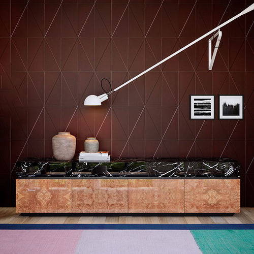 Modernes Sideboard - RADICA CASTAGNO 4 - ITALIANELEMENTS - Kastanienholz / Marmor / mit Schubladen