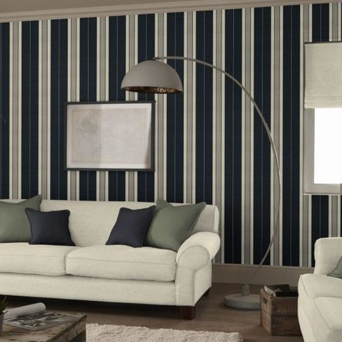 Moderne Tapete - OAKHAM - IAN MANKIN - Streifenmuster / Stoffoptik / grau