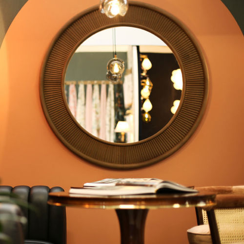 Wandmontierter Spiegel - Francis - WOOD TAILORS CLUB - modern / rund / Bronze
