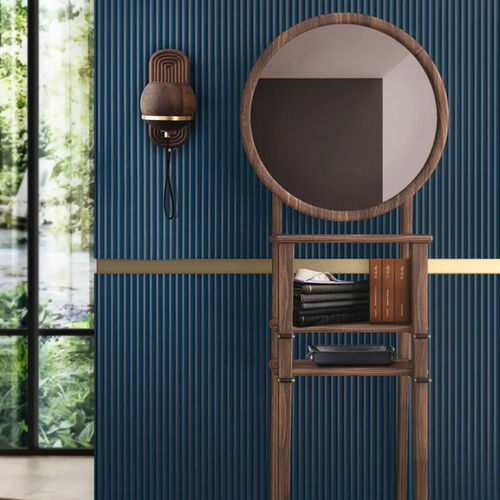 Bodenstehender Spiegel - Turner - WOOD TAILORS CLUB - modern / rund / poliertes Messing