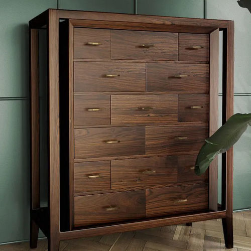 Hohe Kommode - Caxton - WOOD TAILORS CLUB - modern / Nussbaum / gebürstetes Messing