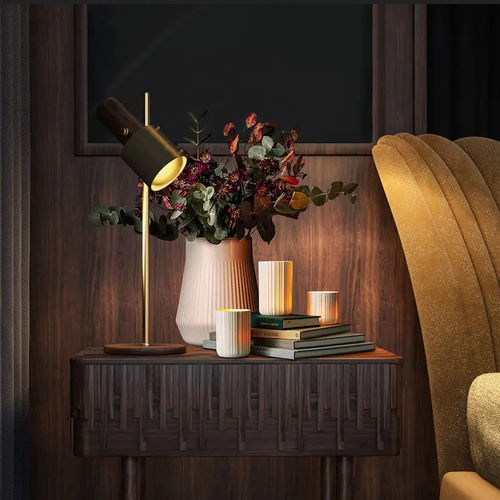 Tischlampe - Herschel - WOOD TAILORS CLUB - gebürstetes Messing / Nussbaum / modern