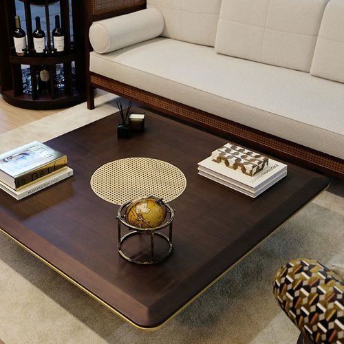 Moderner Tisch - Matthew - WOOD TAILORS CLUB - Nussbaum / Rattan / Glas
