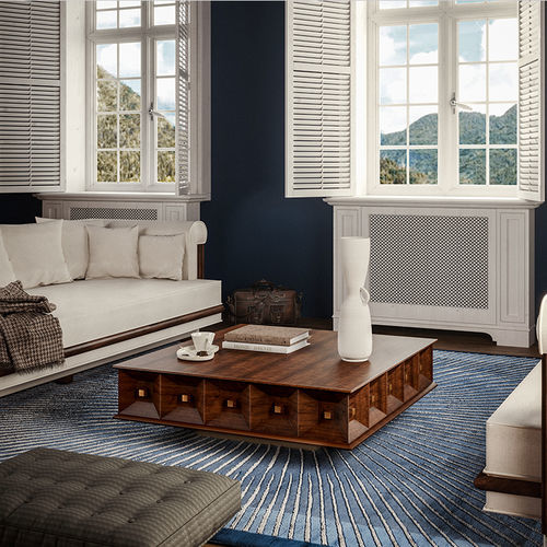 Moderner Couchtisch - Smith - WOOD TAILORS CLUB - Nussbaum / Natureiche / Messing