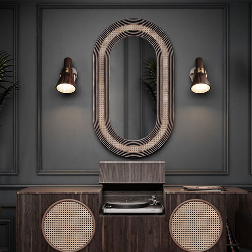 Wandmontierter Spiegel - Hudson - WOOD TAILORS CLUB - modern / oval / Bronze