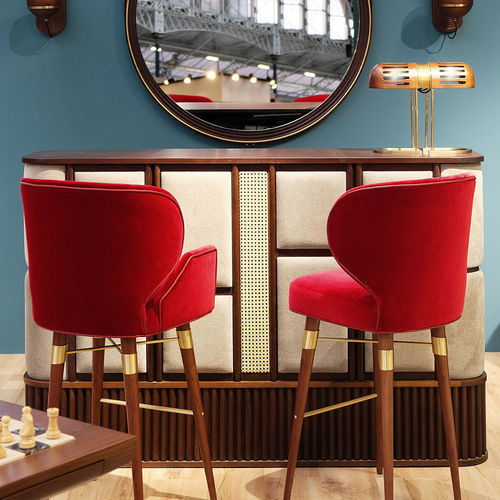 Bartheke - Tom - WOOD TAILORS CLUB - Nussbaum / Rattan / Leinen