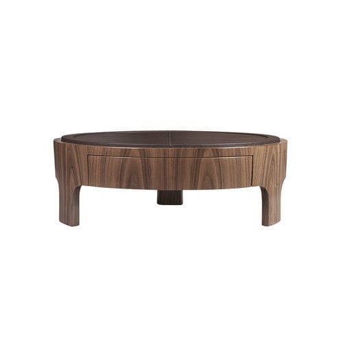 Moderner Tisch - Churchill  - WOOD TAILORS CLUB - Nussbaum / Leder / Gestell aus Nussbaum