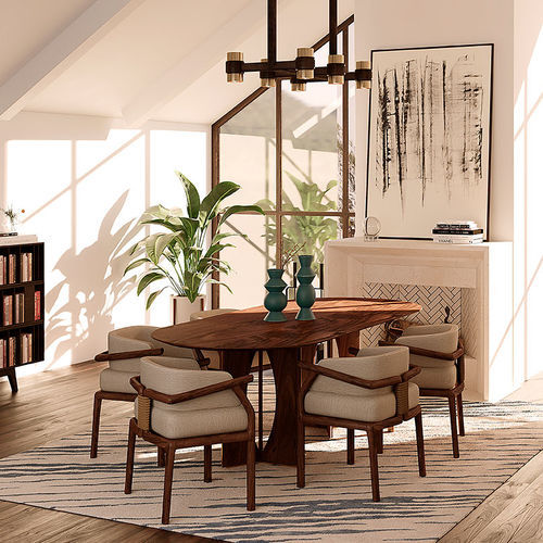 Moderner Esstisch - Taylor - WOOD TAILORS CLUB - Nussbaum / Messing / Gestell aus Nussbaum