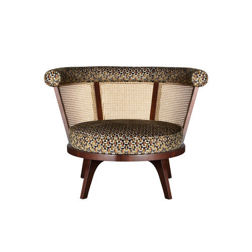 Moderner Sessel - George - WOOD TAILORS CLUB - Samt / Nussbaum / Rattan