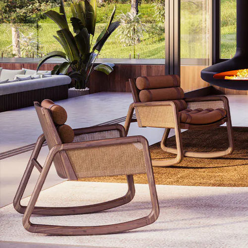Moderner Sessel - William - WOOD TAILORS CLUB - Leder / Rattan / Nussbaum