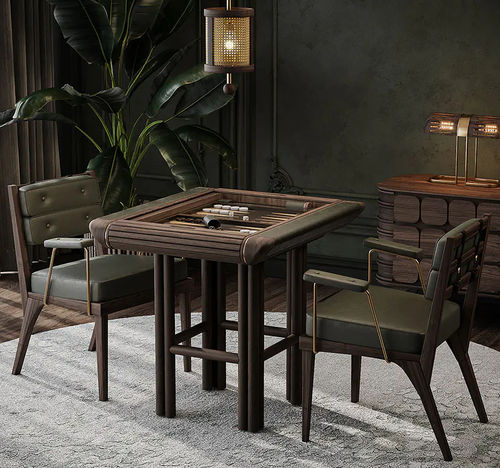 Moderner Esszimmerstuhl - Robinson - WOOD TAILORS CLUB - für den Innenraum / Leder / Gestell aus Nussbaum