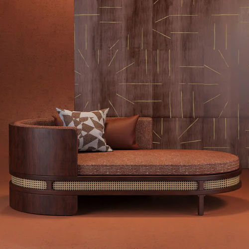 Moderne Récamiere - Brooks - WOOD TAILORS CLUB - Stoff / Nussbaum / Gestell aus Nussbaum