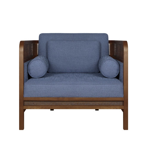 Moderner Sessel - Crockford - WOOD TAILORS CLUB - Leinen / Nussbaum / Rattan