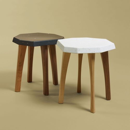 Moderner Hocker - PLAST 74,9 - NOMA Editions - Kunststoff / aus recyceltem Material / Gestell aus Buche