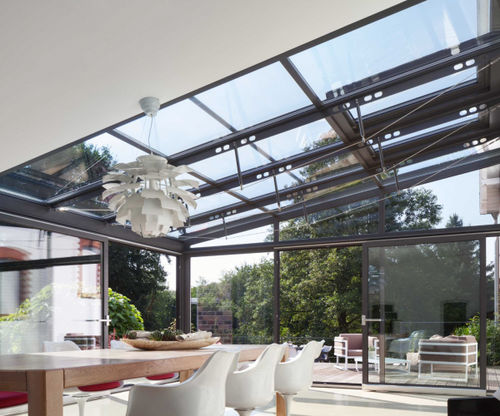 Vordach für Terrasse - TETTOIE IN VETRO - Unica living design Poland - Metall / Glas / flach