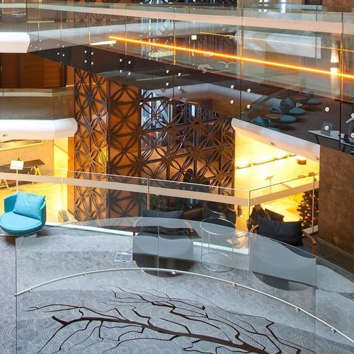 Glasscheibe / ESG Glas - PARTIALLY - www.camglass.com.tr - transparent / für Innenausbau / für Geländer