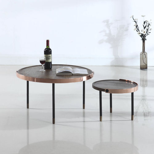 Moderner Couchtisch - CARMEL - camino - Natureiche / Gestell aus Eiche / rund