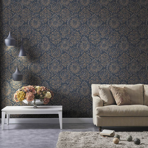 Moderne Tapete - DECORO SHIBORI - SIRPI - Vinyl / Blumenmotiv / blau