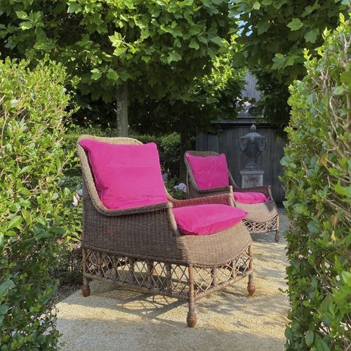 Moderner Sessel - AUGUST - Defleure Home Collection - Rattan / mit Fußstütze / handgefertigt