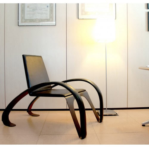 Moderner Sessel - KRIVA - Trackdesign - Leder / COR-TEN®-Stahl / schwarz