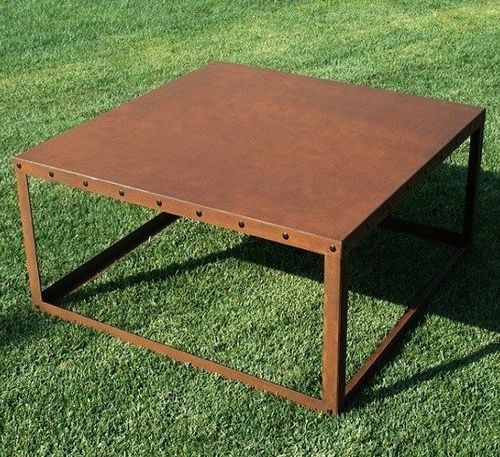 Couchtisch / minimalistisches Design - CUBE - Trackdesign - COR-TEN®-Stahl / Gestell aus Stahl / quadratisch