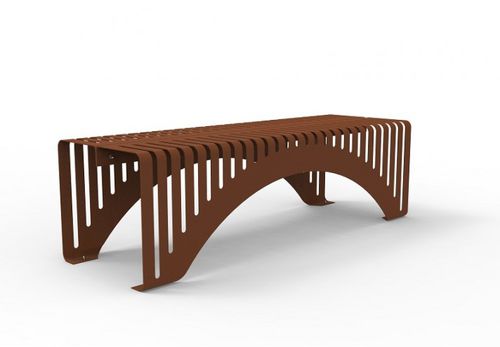 Moderne Bank für den öffentlichen Raum - CUT 002 - Trackdesign - COR-TEN®-Stahl / ohne Rückenlehne / ohne Armlehnen