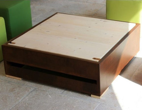 Moderner Couchtisch - OPLÀ  - Trackdesign - Holz / Cortenstahl / Gestell aus Stahl