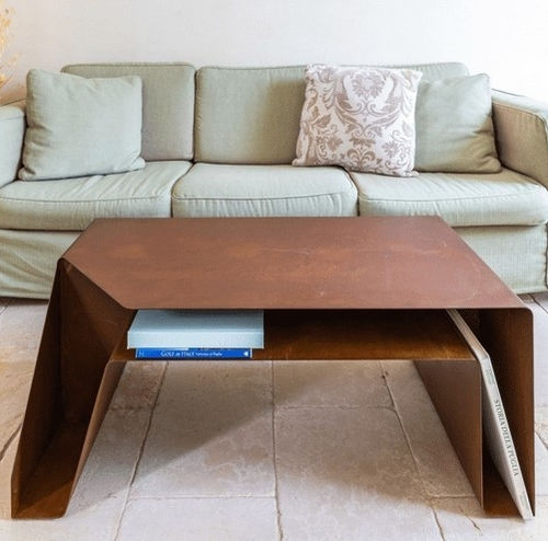 Moderner Couchtisch - TAPE - Trackdesign - COR-TEN®-Stahl / Gestell aus Stahl / rechteckig