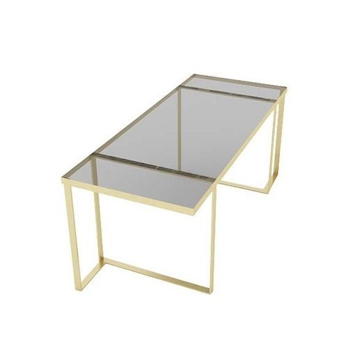 Moderner Esstisch - JACKIE - Trackdesign - Rauchglas / Gestell aus Messing / rechteckig