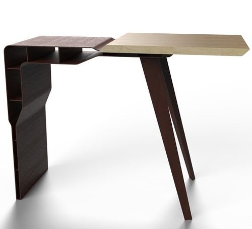 Moderner Konsolentisch - MESETA - Trackdesign - Eiche / Gestell aus COR-TEN®-Stahl / rechteckig