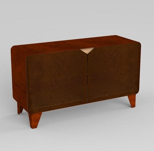 Modernes Sideboard - SIDEBOARD  - Trackdesign - Eiche / COR-TEN®-Stahl / mit Schwingtür