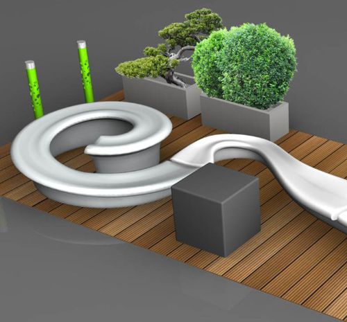 Parklet mit integrierten Pflanzkübeln - Astrini Design