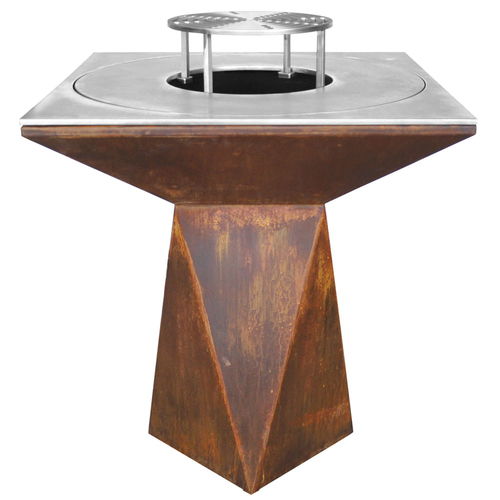 Garten-Feuerstelle / Holz - G1 - ARTISS DESIGN - Edelstahl / Holz / mit