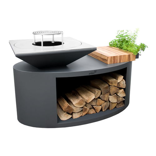 Holz-Gartengrill - G3 - ARTISS DESIGN - für professionellen Einsatz / mobil / Edelstahl
