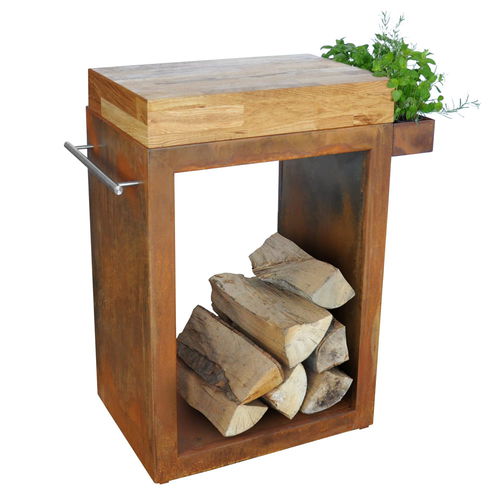 Holzarbeitsplatte - SMALL - ARTISS DESIGN - Stahl / für Küche / für Garten