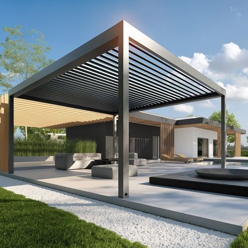 Selbsttragende Pergola - ACURA - Aluminante - Aluminium / Faltdach / mit Aluminiumabdeckung