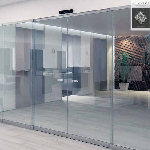 Glasschiebetür - SPARBU Q35 One - Aluminante - Aluminium / automatisch / für Gewerbegebrauch