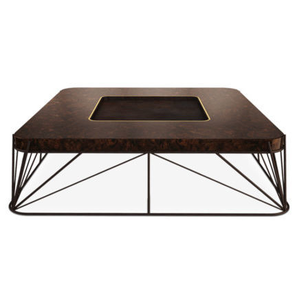Moderner Couchtisch - JUDD - Porus studio - Nussbaum / glänzend lackiertes Holz / Marmor