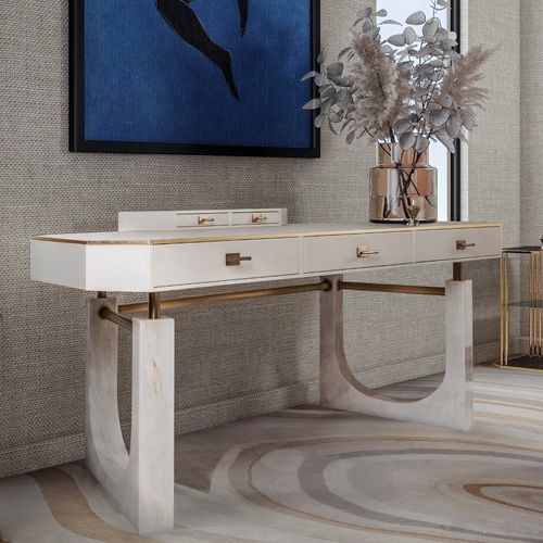 Moderner Schreibtisch - LINCOLN - Porus studio - lackiertes Holz / Leder